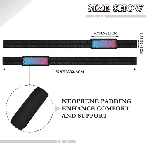 Vista 3 de Blue Gradient Lifting Straps 26" Anti Slip Wrist Straps for Weightlifting, Deadlifting, Exercise, Strength Training