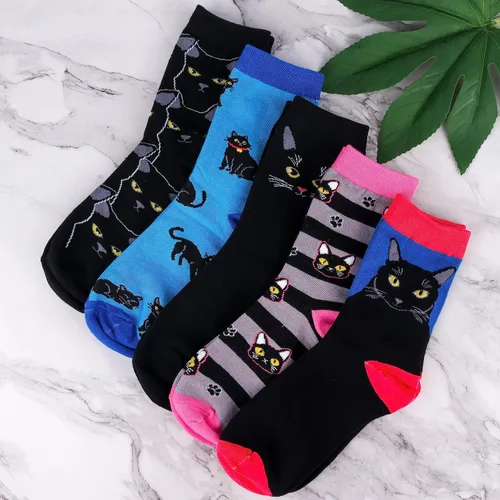 Vista 3 de Belloxis 5 pares de bonitos y divertidos calcetines de animales para mujeres y niñas, cómodos calcetines de algodón para uso diario, grandes ideas