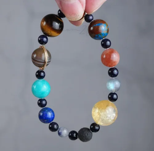 Vista 61 de Precious Gemstone Natural Crystal Healing Bracelet, Rutilated Quartz, Moonstone, Quartz Handmade Original Design Bracelet