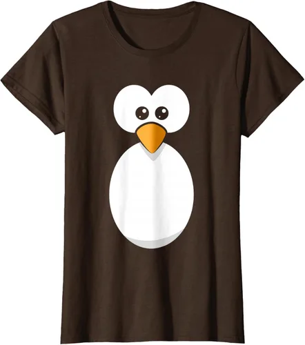 Vista 18 de Camiseta divertida con diseño de cara de pingüino o disfraz fácil, color negro, talla S