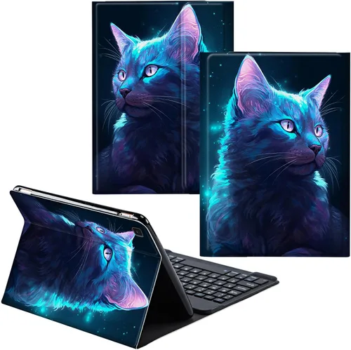 Vista 34 de Funda para Samsung Galaxy Tab S6 Lite 2022/2020 Teclado Inalámbrico Desmontable y Cubierta De Soporte De Cuero PU Funda Protectora Para Samsung