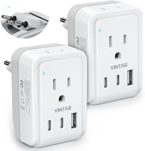 Vista 9 de VINTAR Adaptador tipo M para Sudáfrica, paquete de 2 enchufes plegables