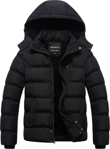 Vista 17 de CREATMO US Chaqueta acolchada para hombre, impermeable, para invierno, abrigo de esquí grueso y cálido