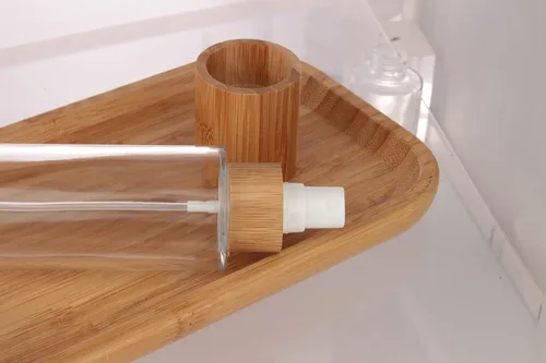 Vista 6 de COSIDEA Botella de spray de vidrio transparente con tapa de bambú vacía de 4 oz/4.1 fl oz con cabezal de despenser de niebla fina para recipientes