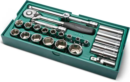 Vista 4 de SATA 25 Pc. 1/2" Dr. 6 Pt. Juego de bandejas de zócalos, SAE - ST09528