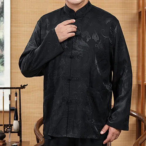 Vista 2 de Uniforme de Kung Fu para hombre, traje de camisa chino tradicional Tang Hanfu artes marciales Wing Chun Tai Chi entrenamiento pantalones de tela