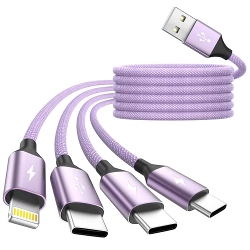 Vista 10 de Cable de carga múltiple, cable de carga 3 en 1 para múltiples dispositivos, cable USB universal con tipo C/IP/micro USB para iPhone