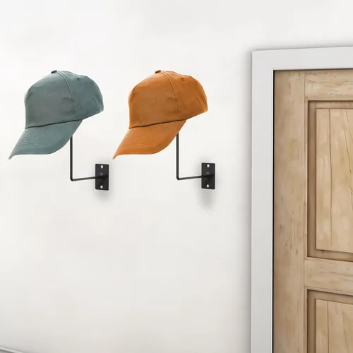 Vista 5 de TiciKim Paquete de 4 soportes de metal para sombreros de vaquero, colgador de sombreros de pared para exhibición en la pared, organizador