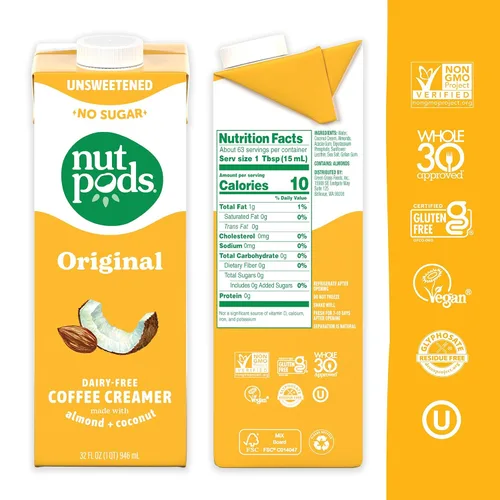 Vista 2 de nutpods Crema de café sin lácteos original sin azúcar, 32 onzas, paquete de 3