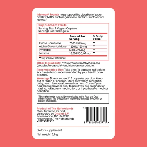 Vista 9 de Intoleran Fodmix (Quatrase 10,000) Digestive Enzymes Testpack - 6 Cápsulas