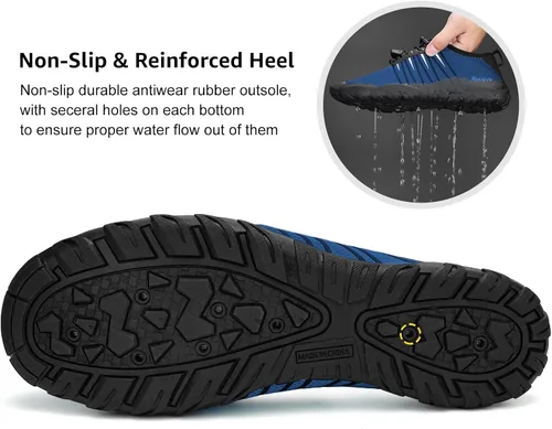 Vista 4 de Racqua Zapatos de agua de secado rápido, descalzos, acuáticos, deportes, playa, piscina, natación, surf, buceo, para hombres y mujeres