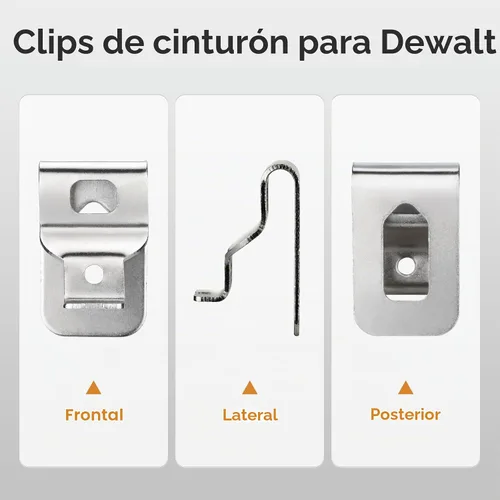 Vista 3 de Clips de cinturón para Dewalt, 4 clips de taladro de acero inoxidable 304, ganchos de herramientas con tornillos para N268241 N086039 compatibles