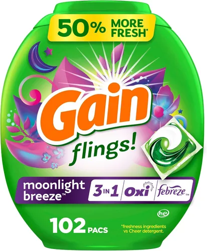 Vista 30 de Gain Flings! Jabón líquido para ropa sucia, compatible con HE, paquete de 3 bolsas, 111 unidades, aroma de larga duración, aroma a brisa feliz