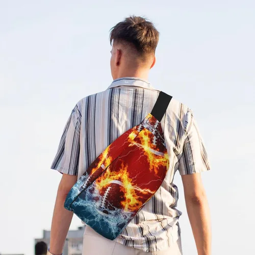 Vista 7 de Crossbody Fanny Pack for Men & Women water fire american football Waist Bag with Adjustable Strap for Outdoors Workout Traveling Casual Running