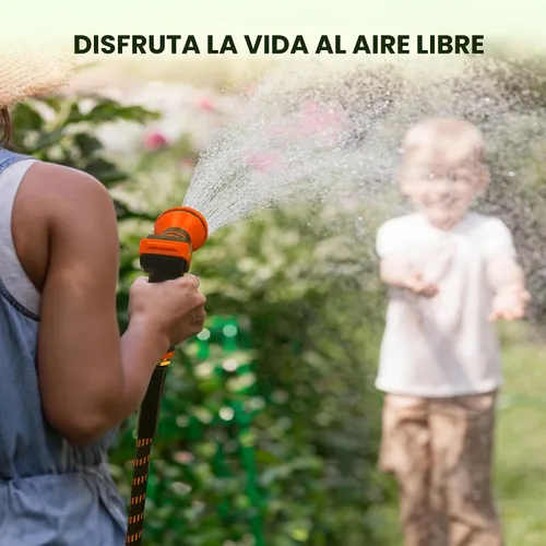 Vista 6 de Giraffe Tools Manguera de jardín no expandible de 25 pies y 1/2 pulgadas, ligera, flexible, para agua, 600 psi, con 9 funciones de pulverización