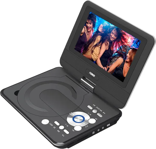 Vista 7 de NAXA Electronics NPD-703 7 pulgadas TFT LCD pantalla giratoria reproductor de DVD portátil - laca negra