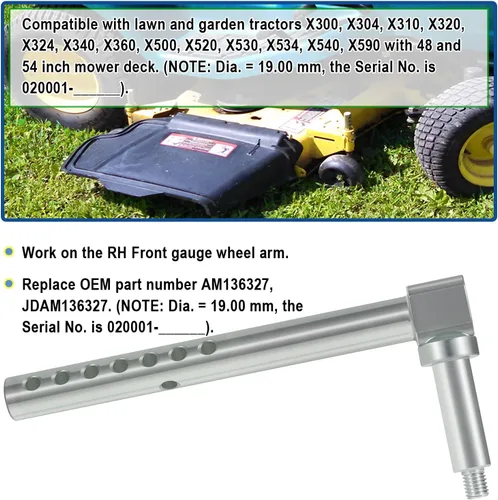 Vista 3 de Kit de piezas de repuesto para tractores de césped y jardín X300, X304, X310, X320, X324, X340, X360, X500, X520, X530, X530, X534, X540, X590