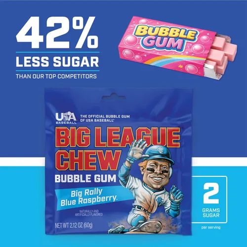 Vista 8 de Big League Chew Big Rally Blue - Goma de mascar de frambuesa azul intenso Perfecto para juegos de béisbol, equipos, concesiones, fiestas y más