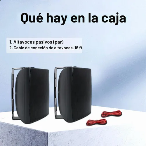 Vista 7 de STUDIOFINIX Altavoces para exteriores de 6.5 pulgadas, 400 W, con cable, impermeables, pasivos con graves potentes, altavoces de montaje en pared
