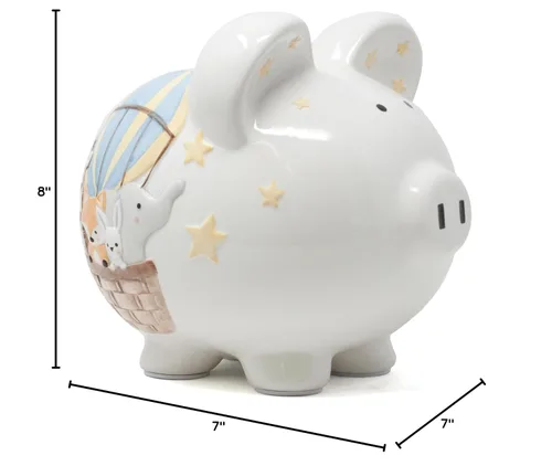 Vista 6 de Child to Cherish Cerdito de cerámica, diseño de globo aerostático