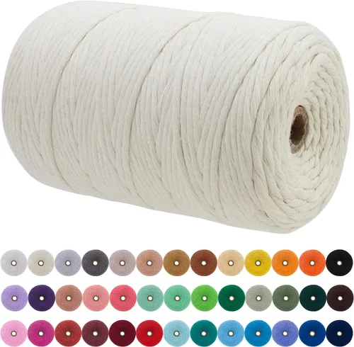 Vista 195 de JeogYong Cordón de macramé de un solo hilo 3 mm x 109 yardas (328 pies) Cuerda de algodón suave Hilo de macramé de 3 mm, suministros de macramé