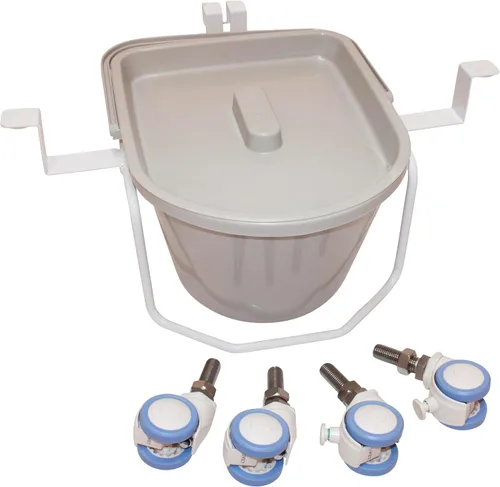 Vista 2 de Kit de cómoda de cabecera para EaseLift, accesorio de ruedas y bandeja de cama de grado hospitalario para elevador de inodoro EaseLift