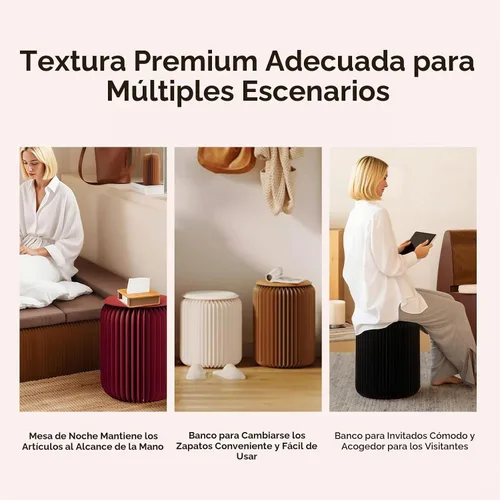 Vista 3 de Taburete plegable - Muebles para el hogar de 12 pulgadas, capacidad de carga de 660 lb. Taburete de papel plegable - Diseño ecológico de papel kraft