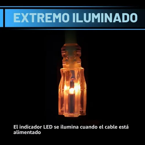 Vista 3 de Cable de extensión iluminado para exteriores de 10 pies, cable de extensión negro resistente SJTW de 10/3 con enchufe de conexión a tierra de 3