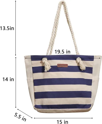 Vista 2 de Malirona Bolso grande de viaje a la playa con asa de cuerda de algodón, XL, Casual