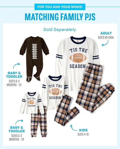 Vista 4 de The Children's Place Baby Family Matching, Football Pajama Sets, Cotton