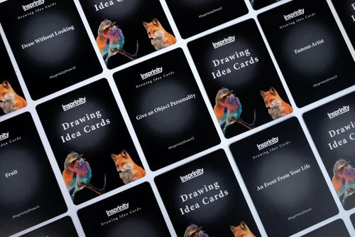 Vista 2 de Tarjetas de ideas de dibujo creativo, juego de 72 indicaciones artísticas únicas