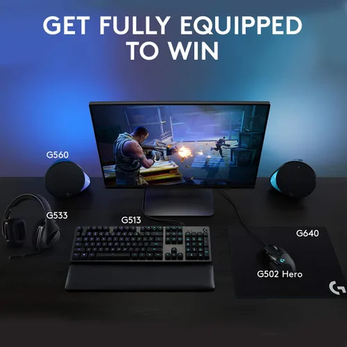 Vista 7 de Logitech G533 parlantes inalámbricos para juegos. DTS 7.1 sonido envolvente. Audio Pro-G