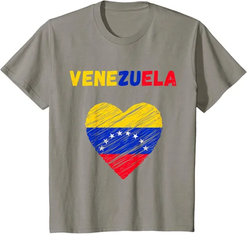 Vista 38 de Camiseta con la bandera venezolana con corazón de Venezuela, Negro