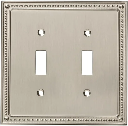 Vista 13 de Marco cobertor clásico de pared para interruptor de luz único con diseño de bolitas Franklin Brass, Plateado, W35065-SN-C