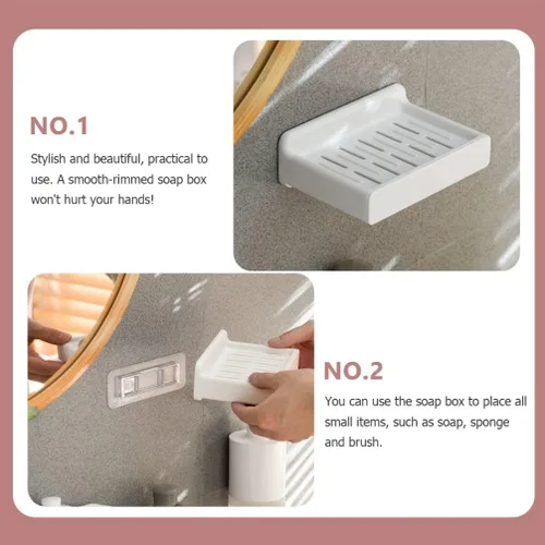 Vista 7 de Zerodeko Cajones de almacenamiento, jabonera, soporte para jabón, bandeja de jabón, platos autoadhesivos, protector de jabón de plástico