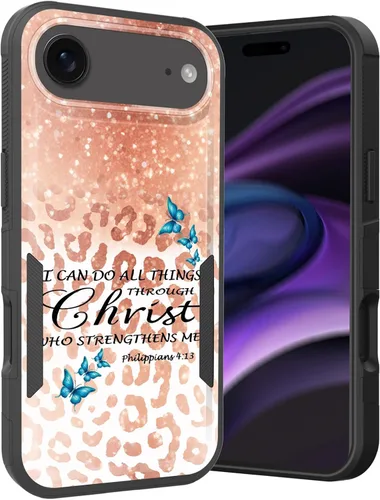 Vista 95 de Funda para iPhone Air, doble capa híbrida resistente resistente a prueba de golpes de policarbonato duro + funda protectora de silicona suave