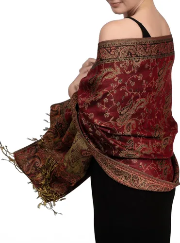 Vista 23 de Achillea Bufanda reversible de pashmina con estampado paisley – Chales y envolturas indios exóticos para vestidos de noche, festivales, todas