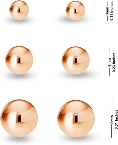 Vista 3 de Juego de 3 pares de aretes de plata de ley 925 ligeros para mujeres y adolescentes
