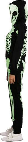 Vista 8 de Spooktacular Creations Pijama de esqueleto, disfraz de esqueleto que brilla en la oscuridad, overol para mujeres adultas para fiesta temática
