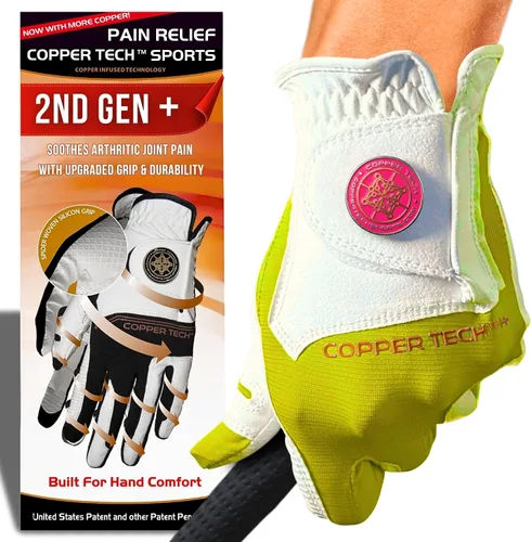 Vista 14 de Copper Tech Plus Ladies Golf Gloves Women (2nd Gen) Copper Compression Joint Support with Flexible & Comfortable Fit Tacky Silicone Pad