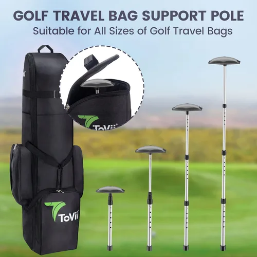 Vista 6 de Bolsa de viaje protectora de brazo rígido para palos de golf, poste de aluminio resistente, totalmente ajustable para proteger palos