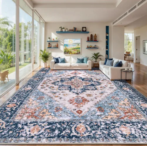 Vista 34 de SERISSA - Tapetes florales vintage, antideslizante, lavable, pequeño, ultrasuave, bohemio, de pelo bajo, para entrada, interiores, habitación