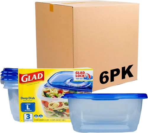 Vista 17 de GladWare Sopa y Ensalada para Uso Diario, Almacenamiento Rectangular Mediano, Estándar, 24 Onzas, Juego de 5