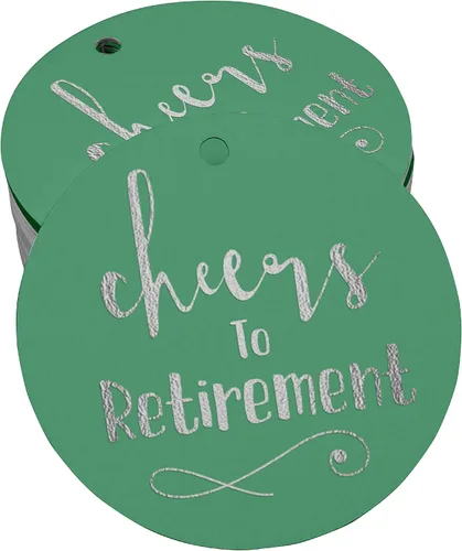 Vista 42 de Etiquetas de papel para colgar con texto en inglés "Cheers to Retirement Wall" (50 unidades)