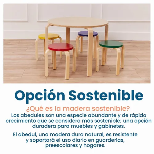 Vista 7 de Mesa ECR4Kids de madera natural curvada, Variados, 1