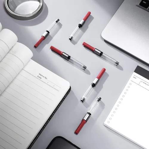 Vista 4 de Marspark Convertidor de tinta universal para pluma estilográfica, 6 piezas, convertidor internacional de cartuchos de tinta (rojo)