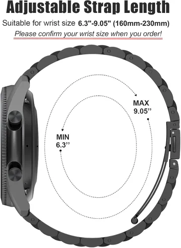 Vista 3 de EZMVZKU 22mm Bands for Galaxy Watch 3 45mm/Samsung Gear S3, Quickfit Stainless Steel Metal Straps for Garmin Venu 3/2/Amazfit GTR4/3/2/Huawei watch