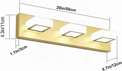 Vista 3 de Ralbay Luces Doradas para Tocador de Baño 3 Luces LED Modernas Luces Doradas para Tocador Sobre Espejo Accesorio Luz de Pared Dorada para Tocador