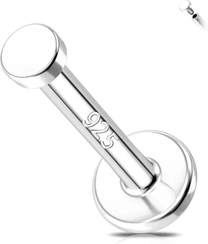 Vista 12 de Melighting Aretes de hélice de plata esterlina 925 para cartílago, roscados internamente, tragus, aretes de espalda plana, 6/0.315 in, piercing