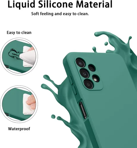 Vista 2 de Vancle Funda de silicona para Samsung Galaxy A13 4G, a prueba de golpes, con forro de microfibra para Samsung Galaxy A13 4G, color verde oscuro